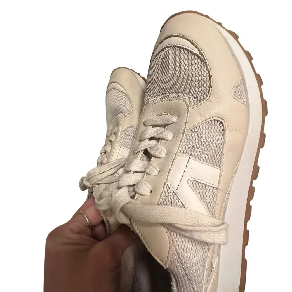 Dolce‎ Vita Markus Ivory Leather Mesh Sneakers Gold Womens 9.5
